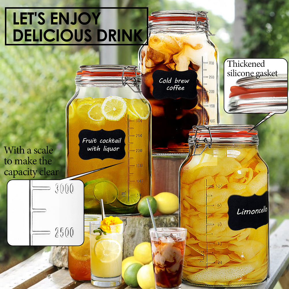 2 Pcs 1 Gallon Super Wide-Mouth Glass Jars