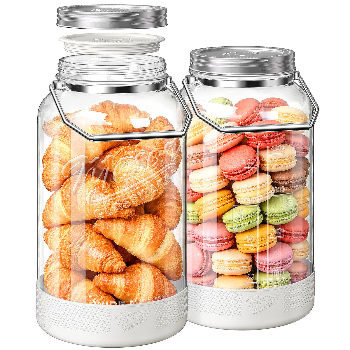 Qianfenie 1.5 Gallon Glass Jars with Airtight Lids, Wide Mouth Mason Jar