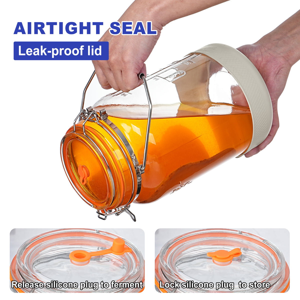Qianfenie Upgrade 2 Pc 1 Gallon Fermentation Jars with Airlocks & Silicone Cover