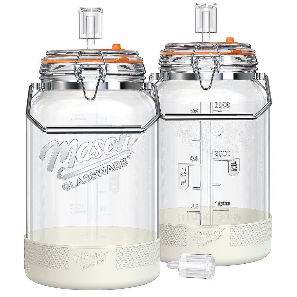Qianfenie Upgrade 2 Pc 1 Gallon Fermentation Jars with Airlocks & Silicone Cover