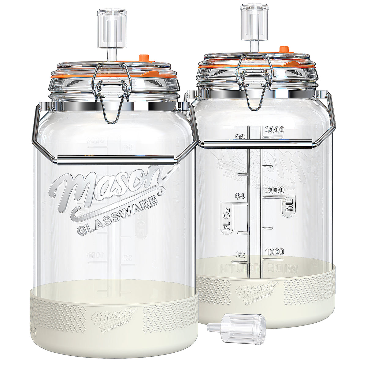 Qianfenie Upgrade 2 Pc 1 Gallon Fermentation Jars with Airlocks & Silicone Cover