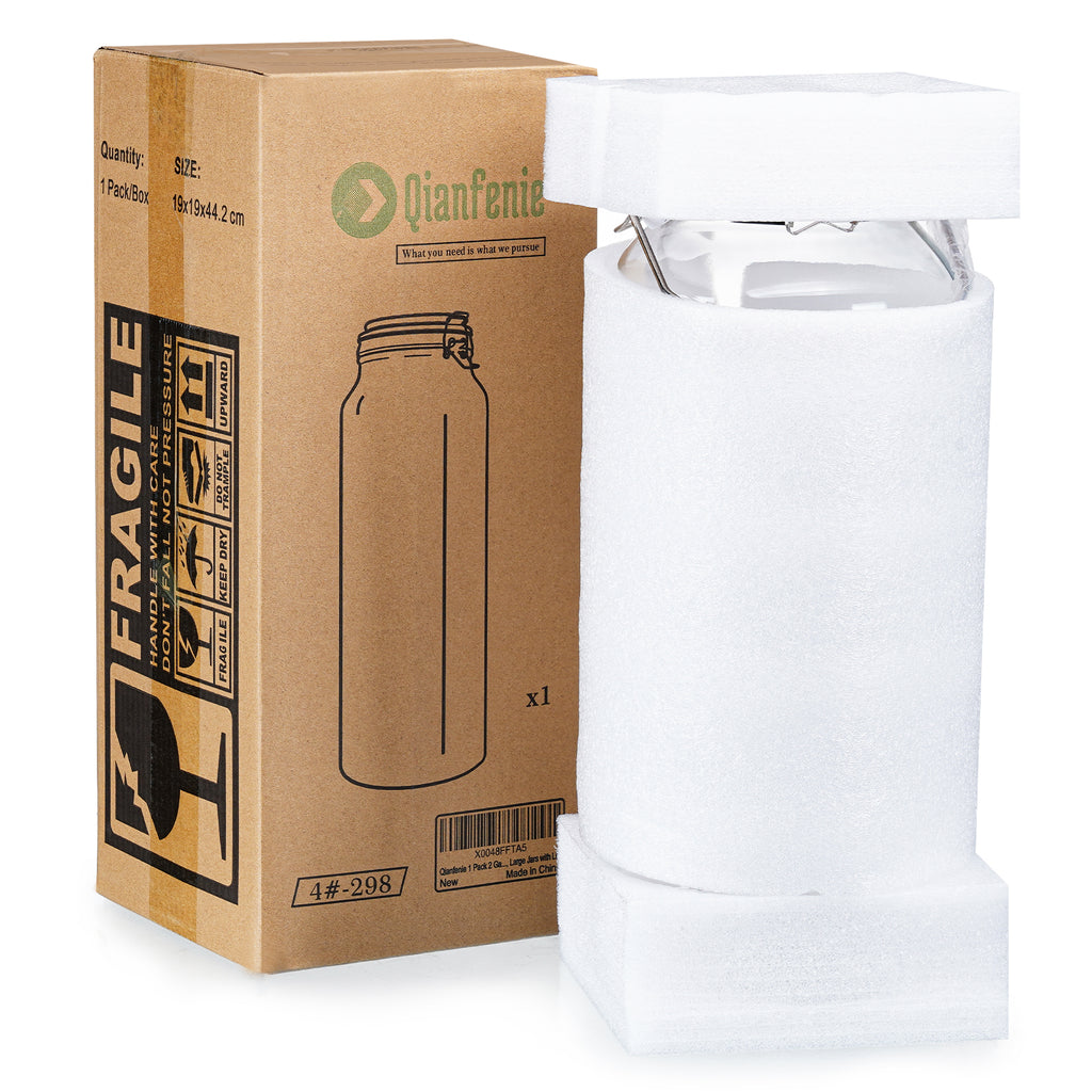 Qianfenie 2 Gallon Glass Jars with Airtight Lid, Wide Mouth with Handle