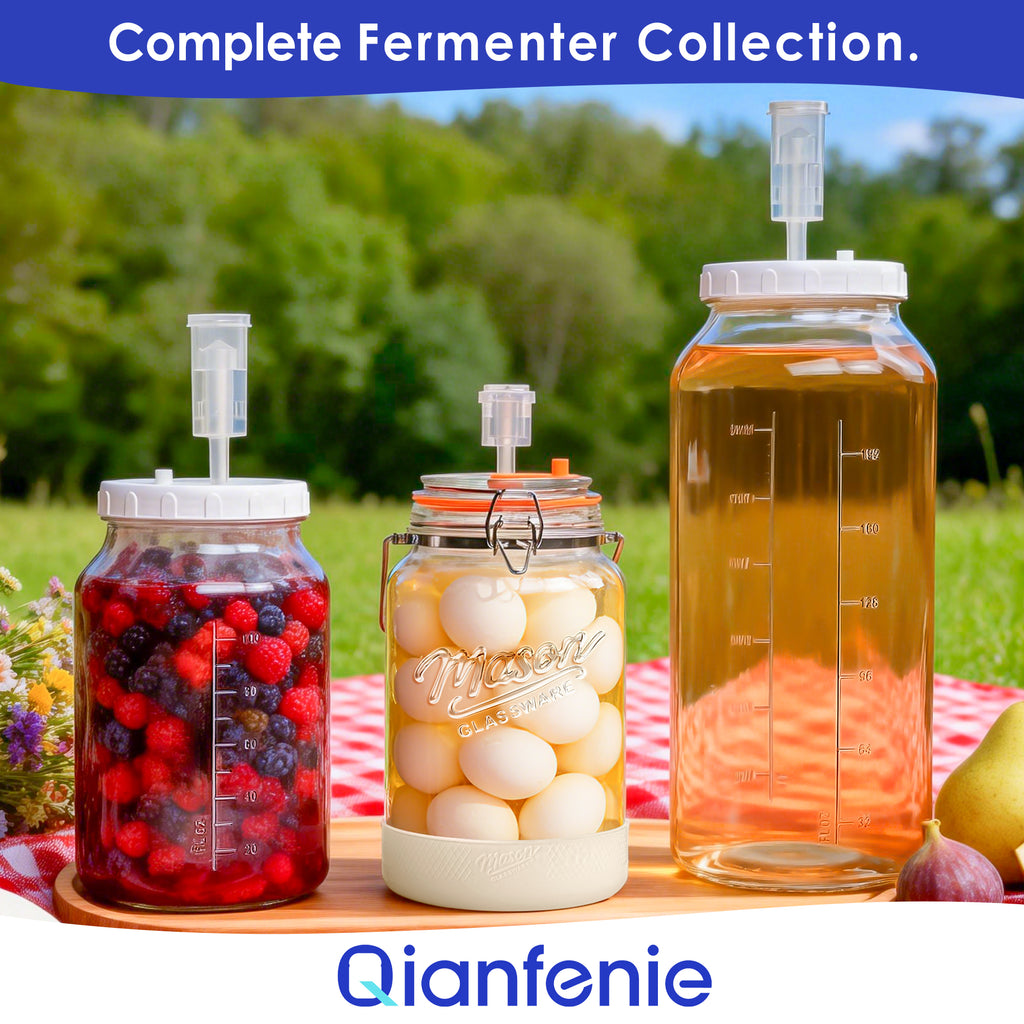 Qianfenie Upgrade 2 Pc 1 Gallon Fermentation Jars with Airlocks & Silicone Cover