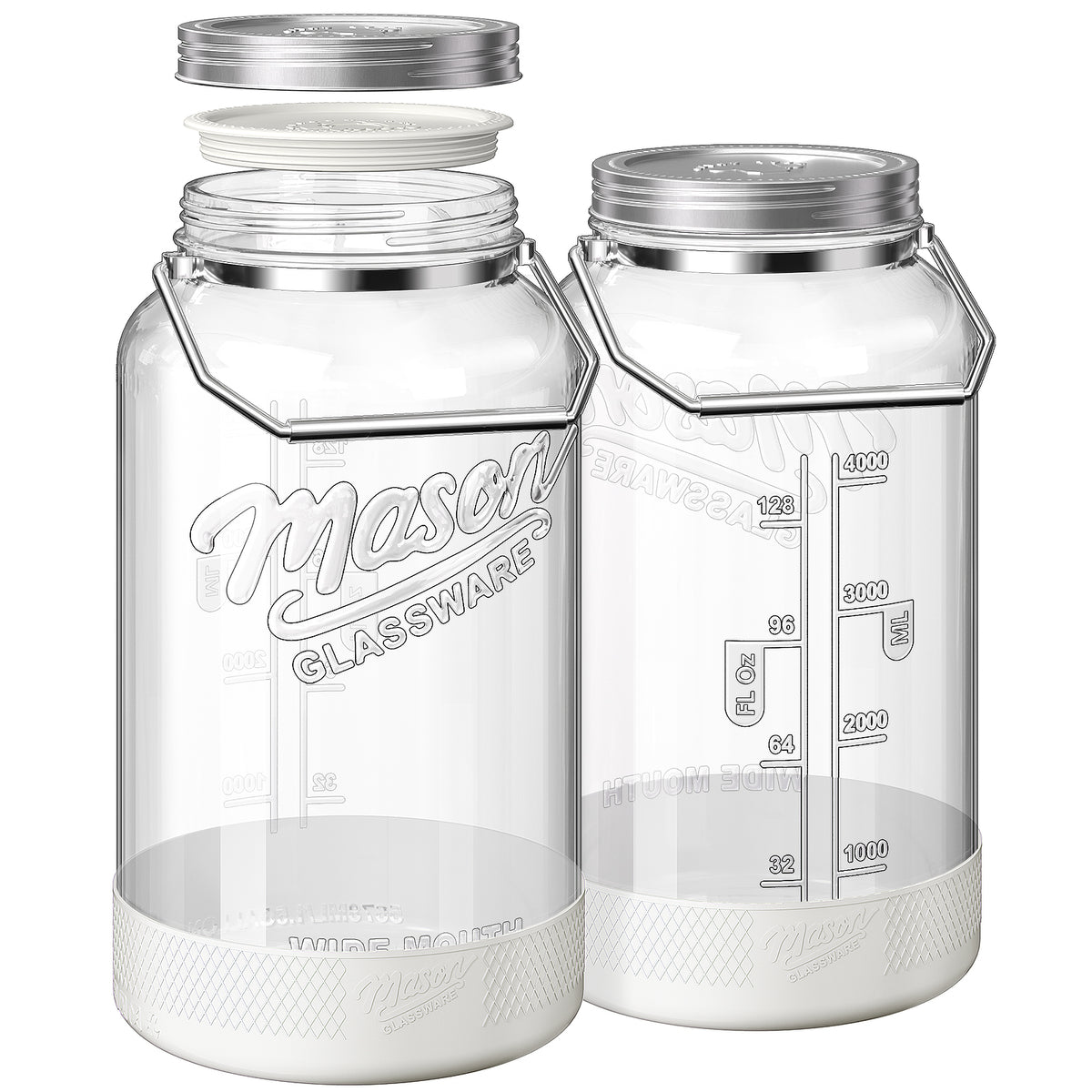 Qianfenie 1.5 Gallon Glass Jars with Airtight Lids, Wide Mouth Mason Jar