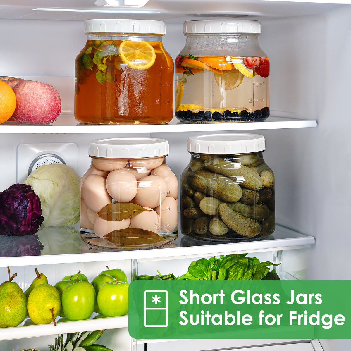 Qianfenie 79 oz Glass Jars with Lids, 2 Pack Wide Mouth Half Gallon Mason Jars