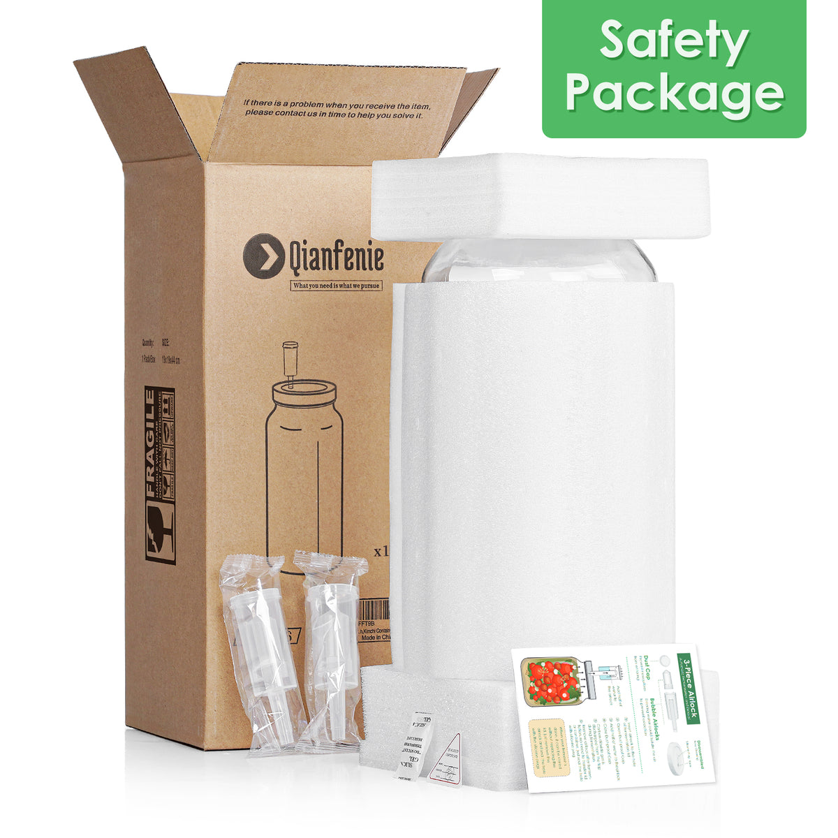 Qianfenie 1 Pc 2 Gallon Super Large Fermentation Jar with 2 Airlocks & Airtight Lid